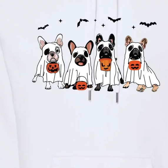 Frenchie Ghost Dog Costume Funny French Bulldog Halloween Premium Hoodie