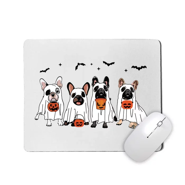 Frenchie Ghost Dog Costume Funny French Bulldog Halloween Mousepad