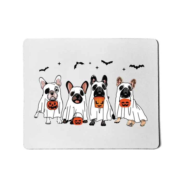 Frenchie Ghost Dog Costume Funny French Bulldog Halloween Mousepad