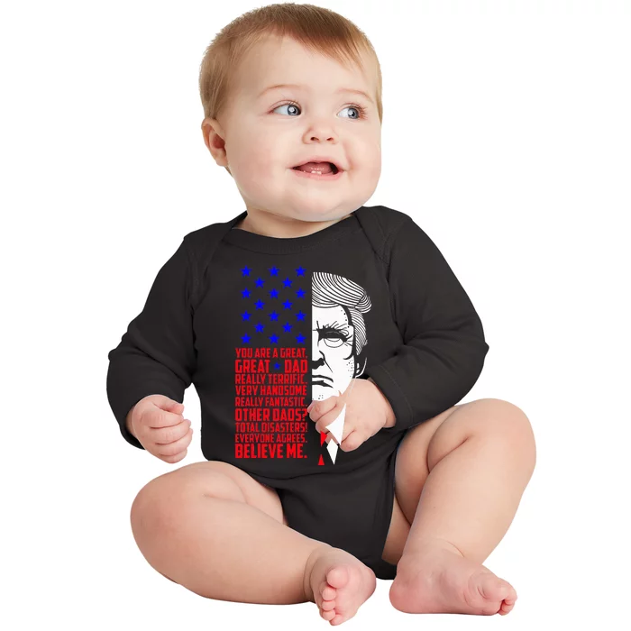 Funny Great Dad Donald Trump FatherS Day Baby Long Sleeve Bodysuit