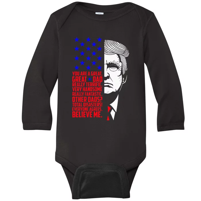 Funny Great Dad Donald Trump FatherS Day Baby Long Sleeve Bodysuit