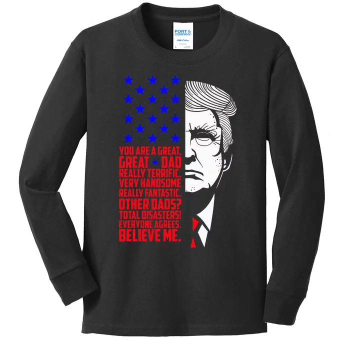 Funny Great Dad Donald Trump FatherS Day Kids Long Sleeve Shirt