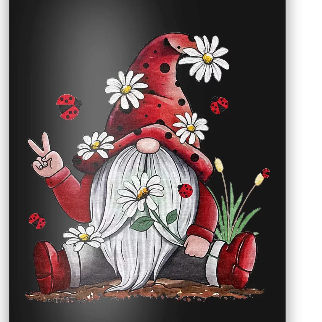 Floral Gnome Daisy Ladybugs Hippie Gnome Love Poster