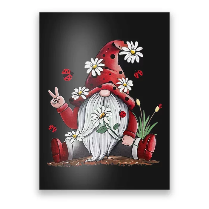 Floral Gnome Daisy Ladybugs Hippie Gnome Love Poster