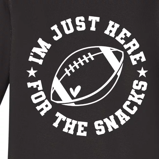 Football Game Day IM Just Here For The Snacks Baby Long Sleeve Bodysuit