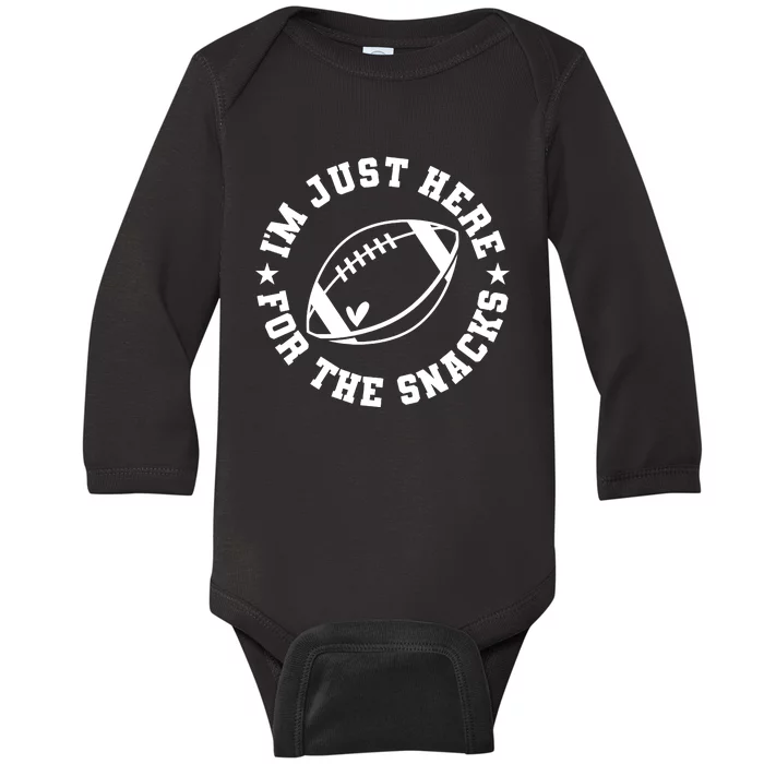 Football Game Day IM Just Here For The Snacks Baby Long Sleeve Bodysuit