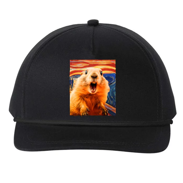 Funny Groundhog Day The Scream Painting Snapback Five-Panel Rope Hat