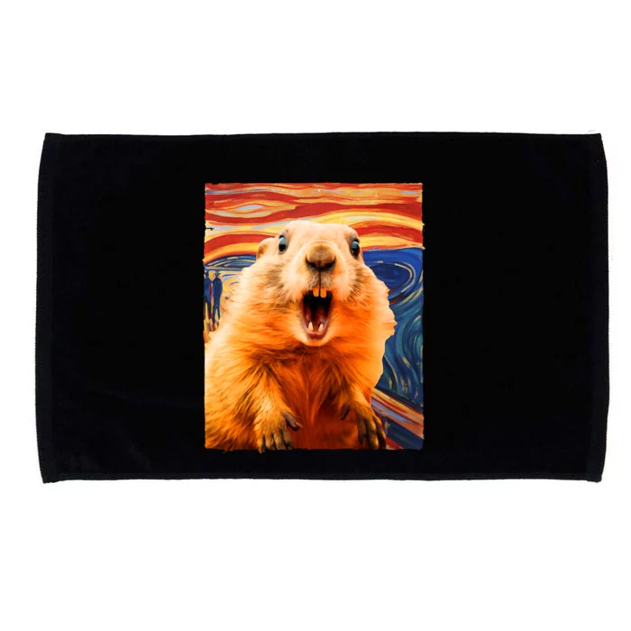 Funny Groundhog Day The Scream Painting Microfiber Hand Towel