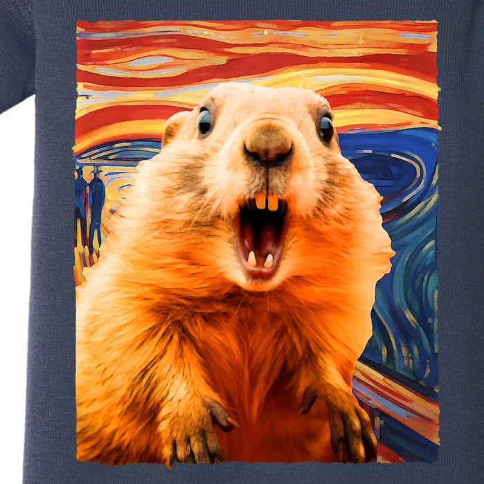 Funny Groundhog Day The Scream Painting Baby Bodysuit