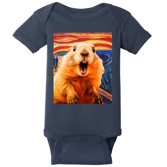 Funny Groundhog Day The Scream Painting Baby Bodysuit