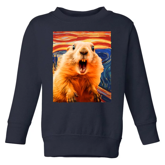 Funny Groundhog Day The Scream Painting Toddler Sweatshirt