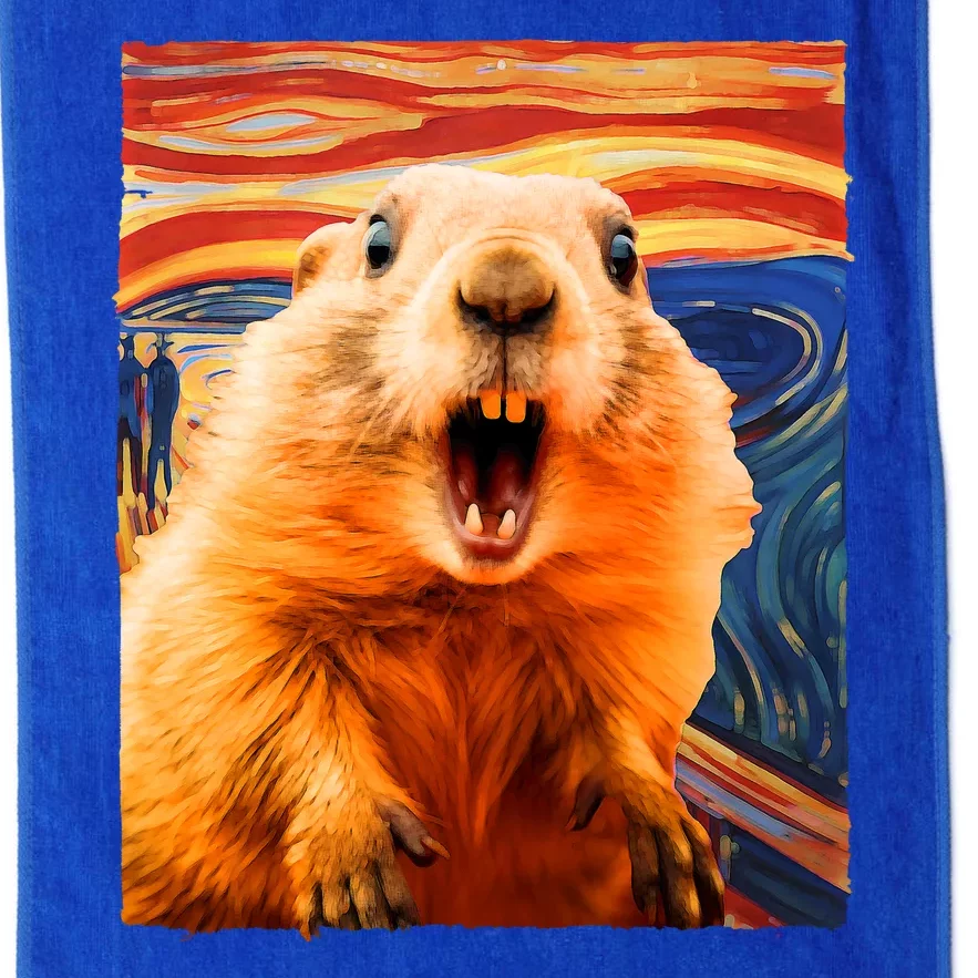 Funny Groundhog Day The Scream Painting Platinum Collection Golf Towel