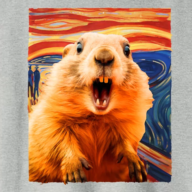 Funny Groundhog Day The Scream Painting Women's Crop Top Tee