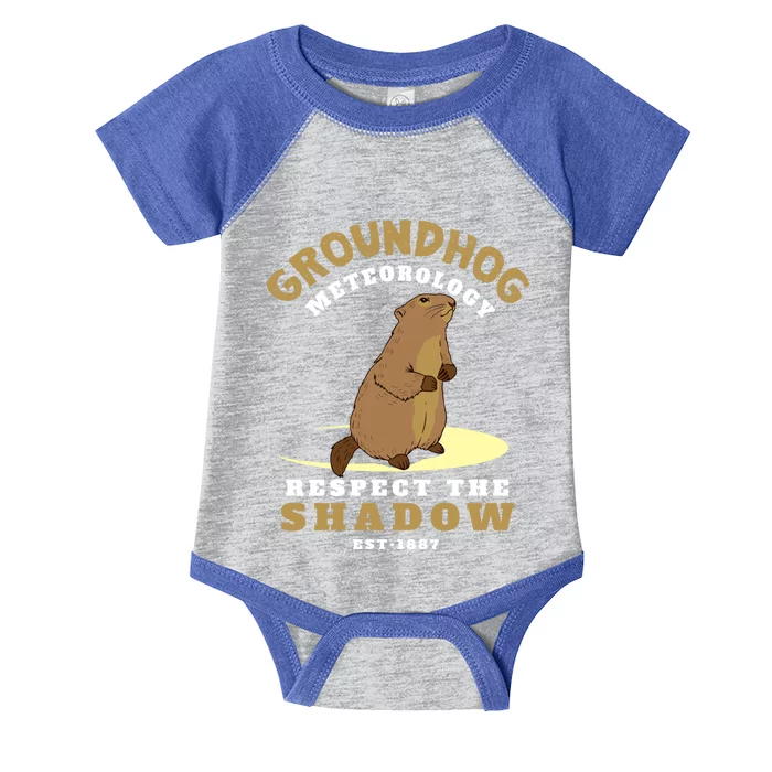 Funny Groundhog Day Respect The Shadow Cool Gift Infant Baby Jersey Bodysuit