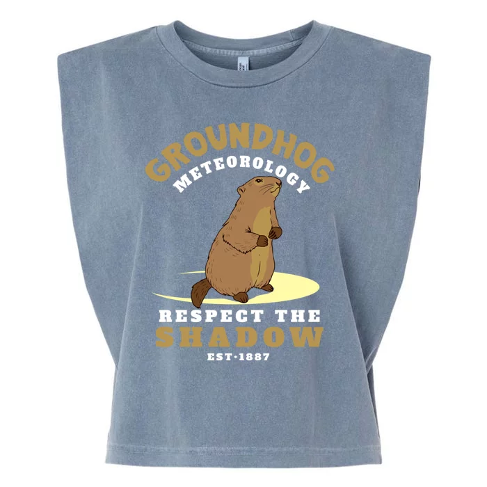 Funny Groundhog Day Respect The Shadow Cool Gift Garment-Dyed Women's Muscle Tee