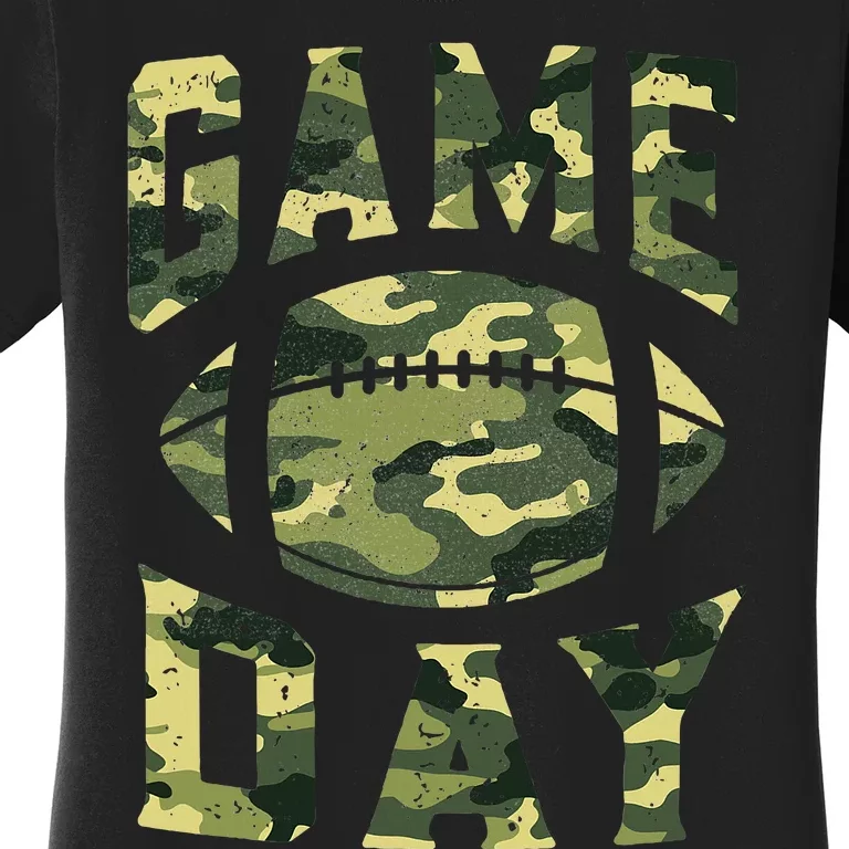 Football Game Day Camo Flag Patriotic Usa Camouflage Women's T-Shirt