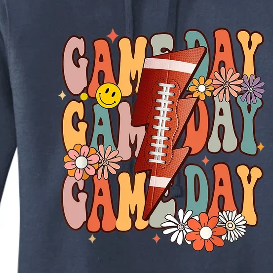 Funny Game Day American Football Retro Season Groovy Women's Pullover Hoodie