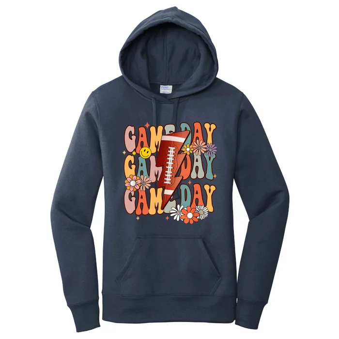 Funny Game Day American Football Retro Season Groovy Women's Pullover Hoodie