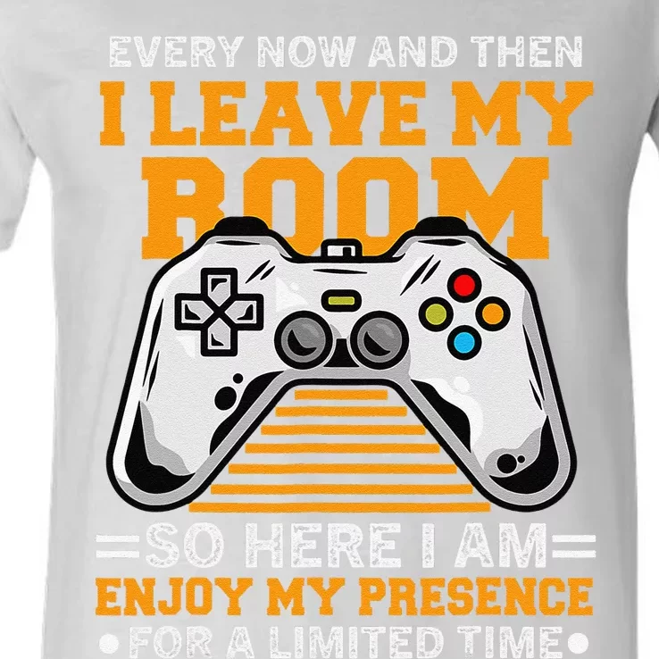 Funny Gamer Every Now And Then I Leave My Room Gaming Lover V-Neck T-Shirt