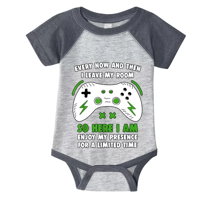 Funny Gamer Every Now And Then I Leave My Room Gaming Infant Baby Jersey Bodysuit