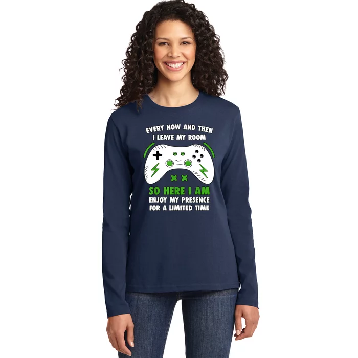 Funny Gamer Every Now And Then I Leave My Room Gaming Ladies Long Sleeve Shirt