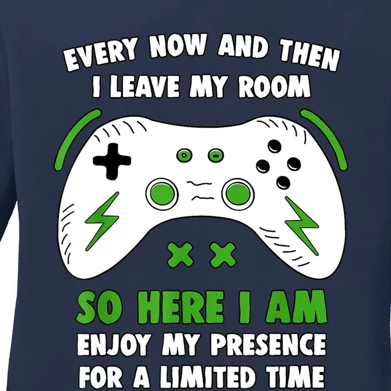 Funny Gamer Every Now And Then I Leave My Room Gaming Ladies Long Sleeve Shirt