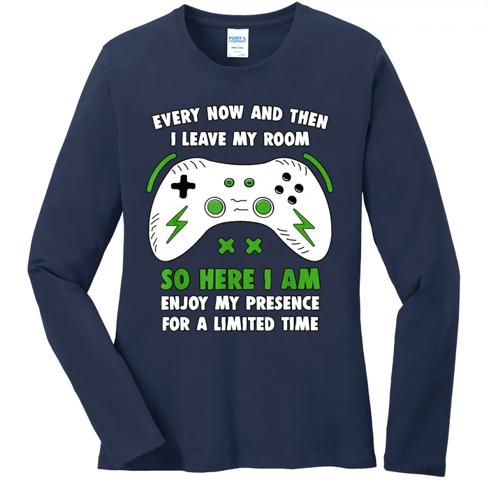 Funny Gamer Every Now And Then I Leave My Room Gaming Ladies Long Sleeve Shirt