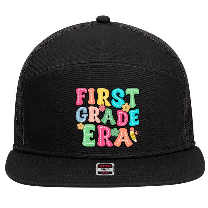 First Grade Era Back To School Print 7 Panel Mesh Trucker Snapback Hat