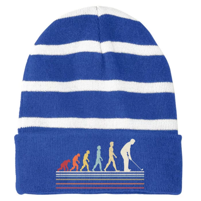 Funny Golf Evolution Of Sport Retro Vintage Gift Cool Gift Striped Beanie with Solid Band