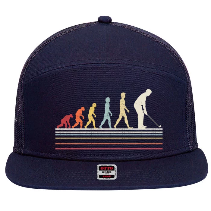 Funny Golf Evolution Of Sport Retro Vintage Gift Cool Gift 7 Panel Mesh Trucker Snapback Hat