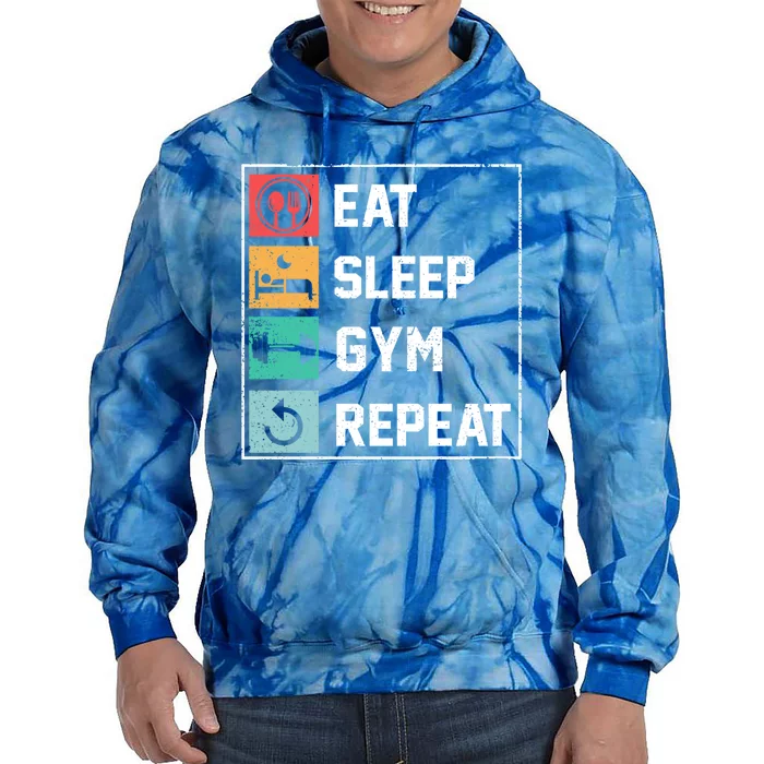 Funny Gym : Eat Sleep Gym Repeat Gym Motivation Gift Tie Dye Hoodie