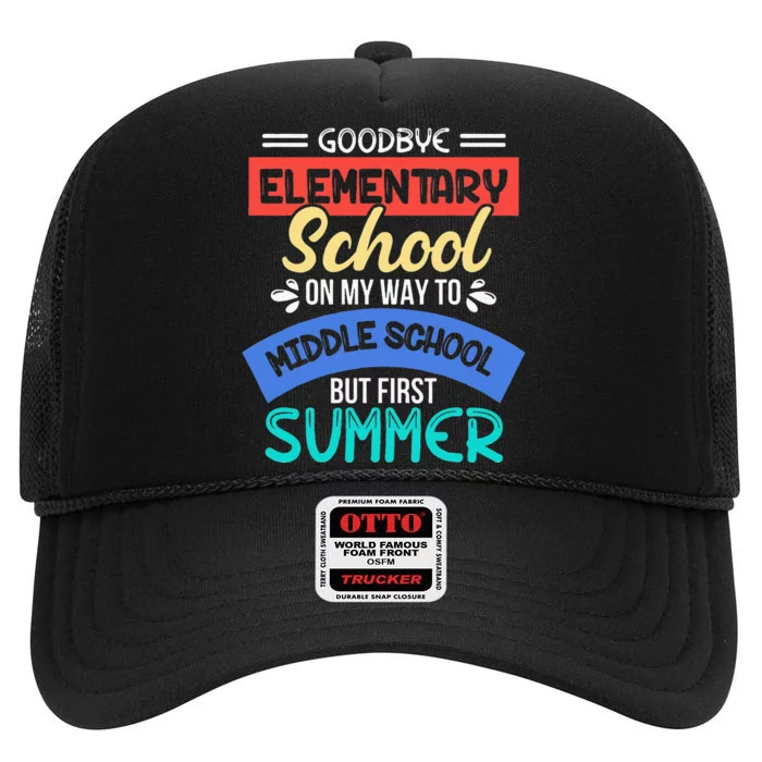 Funny Goodbye Elementary School 5th Grade End Of Year High Crown Mesh Trucker Hat