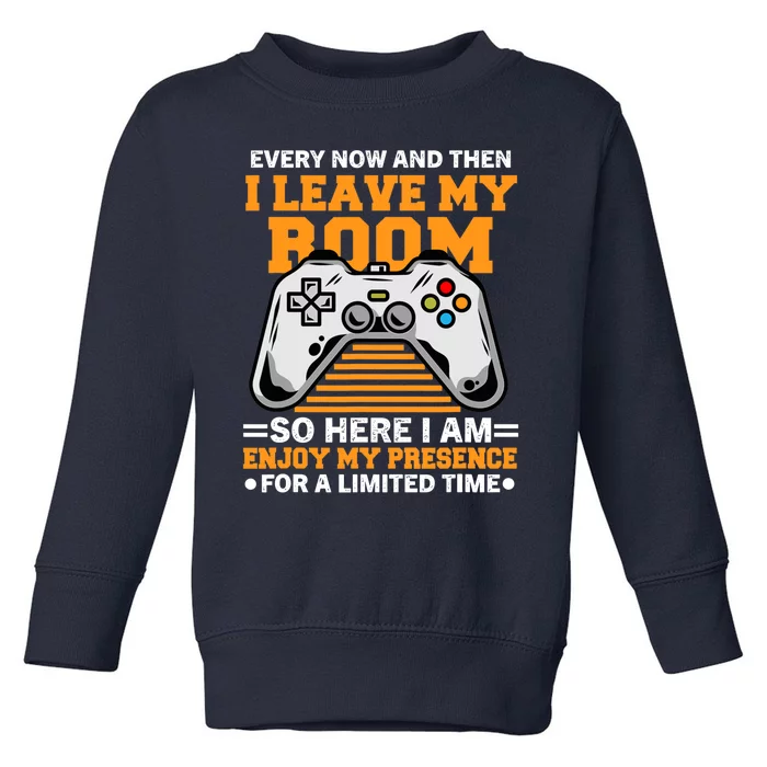 Funny Gamer Every Now And Then I Leave My Room Gaming Lover Toddler Sweatshirt