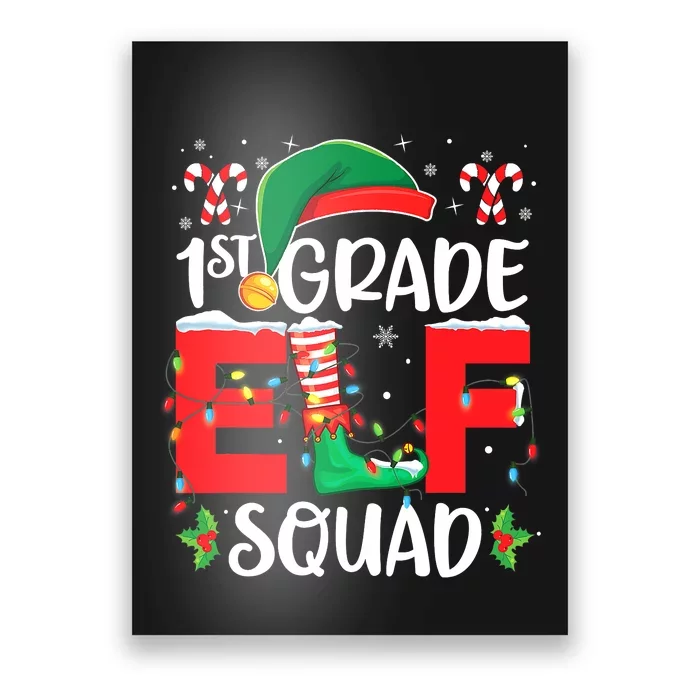 First Grade Elf Squad Elfed Up Funny Ugly Christmas Pajama Poster