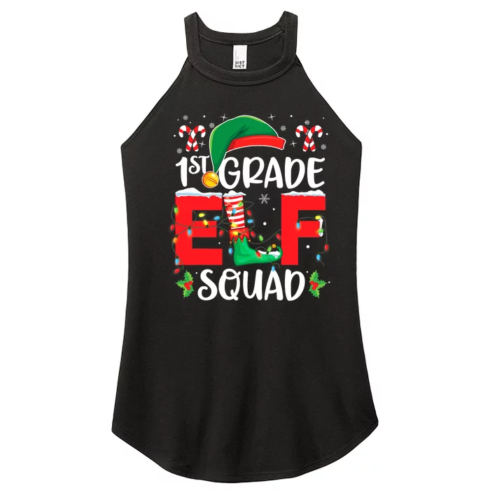 First Grade Elf Squad Elfed Up Funny Ugly Christmas Pajama Women’s Perfect Tri Rocker Tank