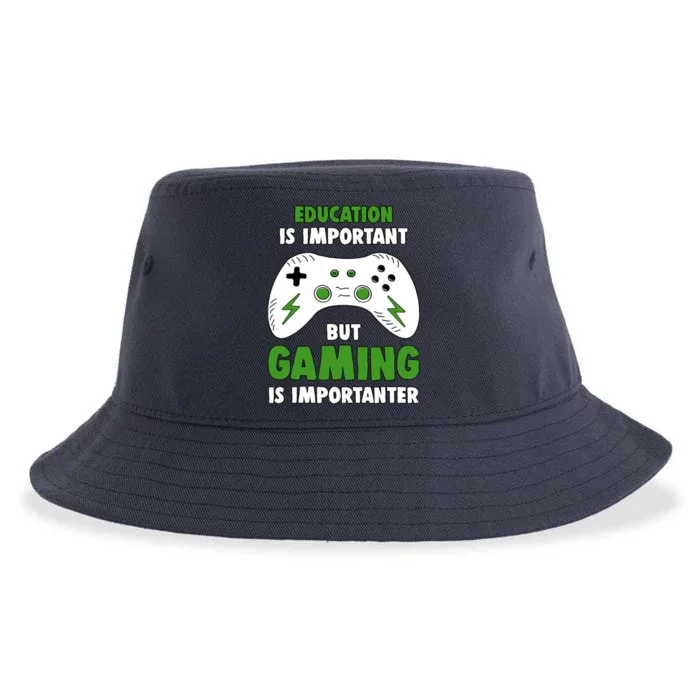 Funny Gamer Education Is Important But Gaming Is Importanter Sustainable Bucket Hat