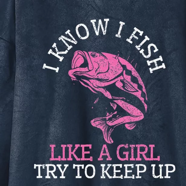 Fishing Girl Funny Cute Fish Bass Fisherman Gift Hooded Wearable Blanket