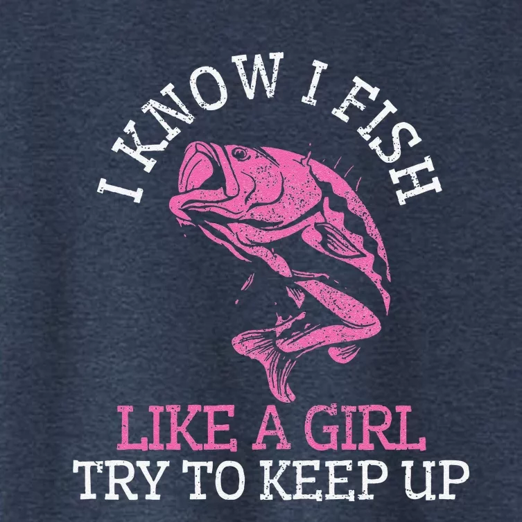 Fishing Girl Funny Cute Fish Bass Fisherman Gift Women's Crop Top Tee