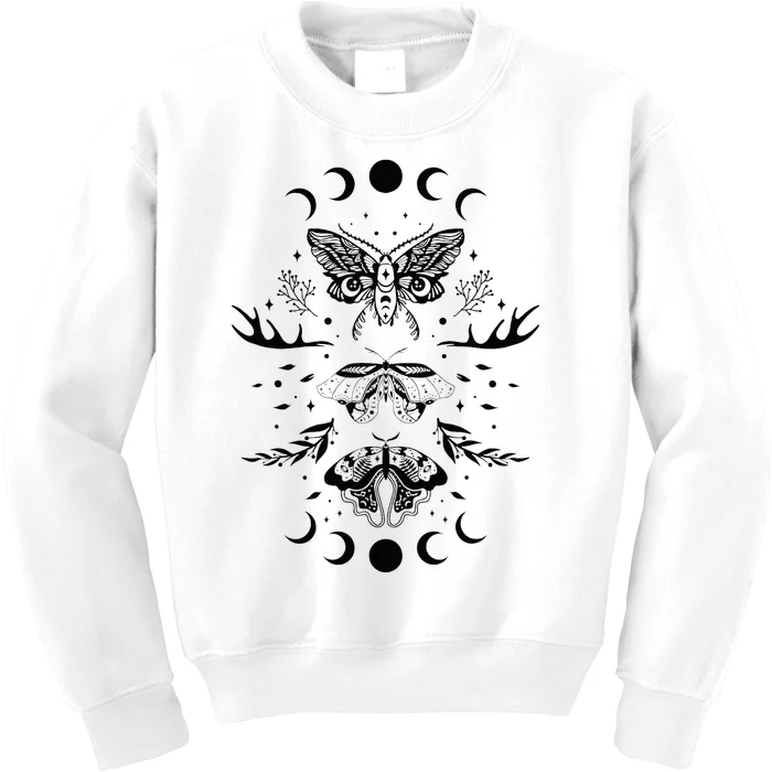 Fairy Grunge Fairycore Aesthetic Goth Luna Moth Butterfly Kids Sweatshirt