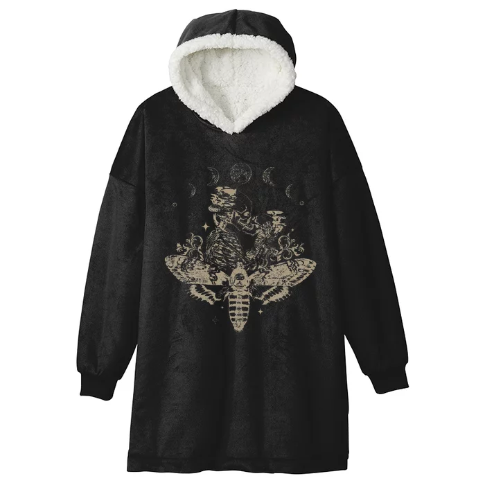 Fairy Grunge Fairycore Aesthetic Skeleton Goth Luna Moth Hooded Wearable Blanket