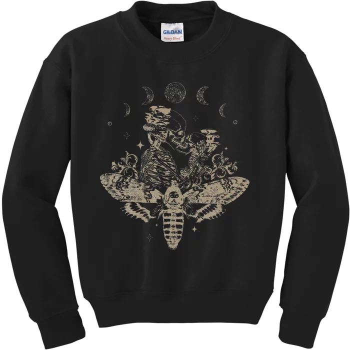 Fairy Grunge Fairycore Aesthetic Skeleton Goth Luna Moth Kids Sweatshirt