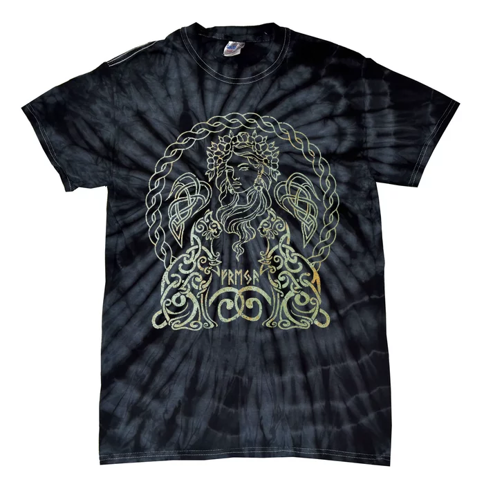 Freya Goddess Freyja Viking Norse Mythology Celtic Vintage Tie-Dye T-Shirt