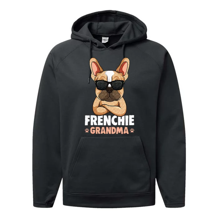 Frenchie Grandma French Bulldog Dog Women Performance Fleece Hoodie