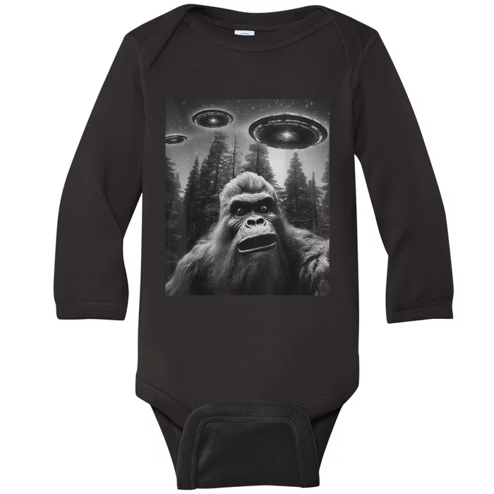 Funny Graphic For Bigfoot Sasquatch Alien Ufo Baby Long Sleeve Bodysuit