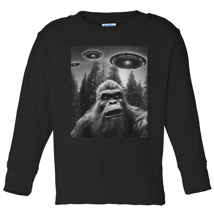 Funny Graphic For Bigfoot Sasquatch Alien Ufo Toddler Long Sleeve Shirt