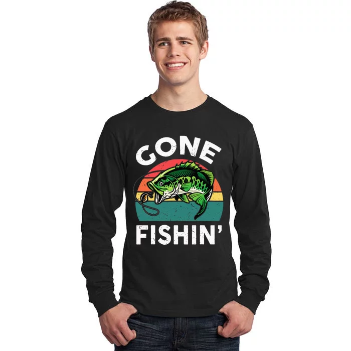 Funny Gone Fishing Bass Fish Tall Long Sleeve T-Shirt