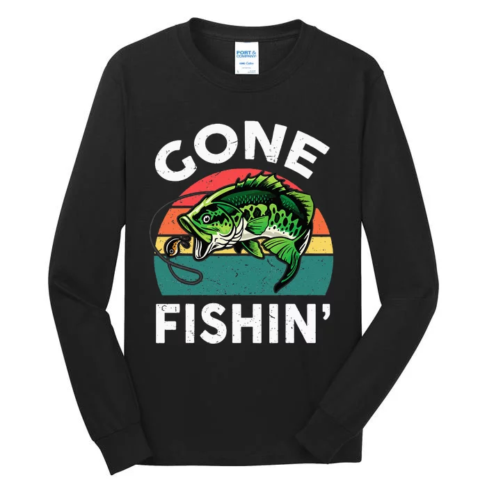 Funny Gone Fishing Bass Fish Tall Long Sleeve T-Shirt