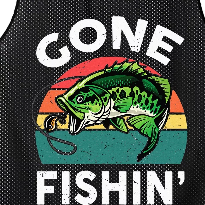 Funny Gone Fishing Bass Fish Mesh Reversible Basketball Jersey Tank