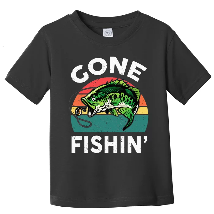 Funny Gone Fishing Bass Fish Toddler T-Shirt