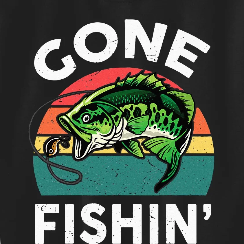 Funny Gone Fishing Bass Fish Kids Sweatshirt